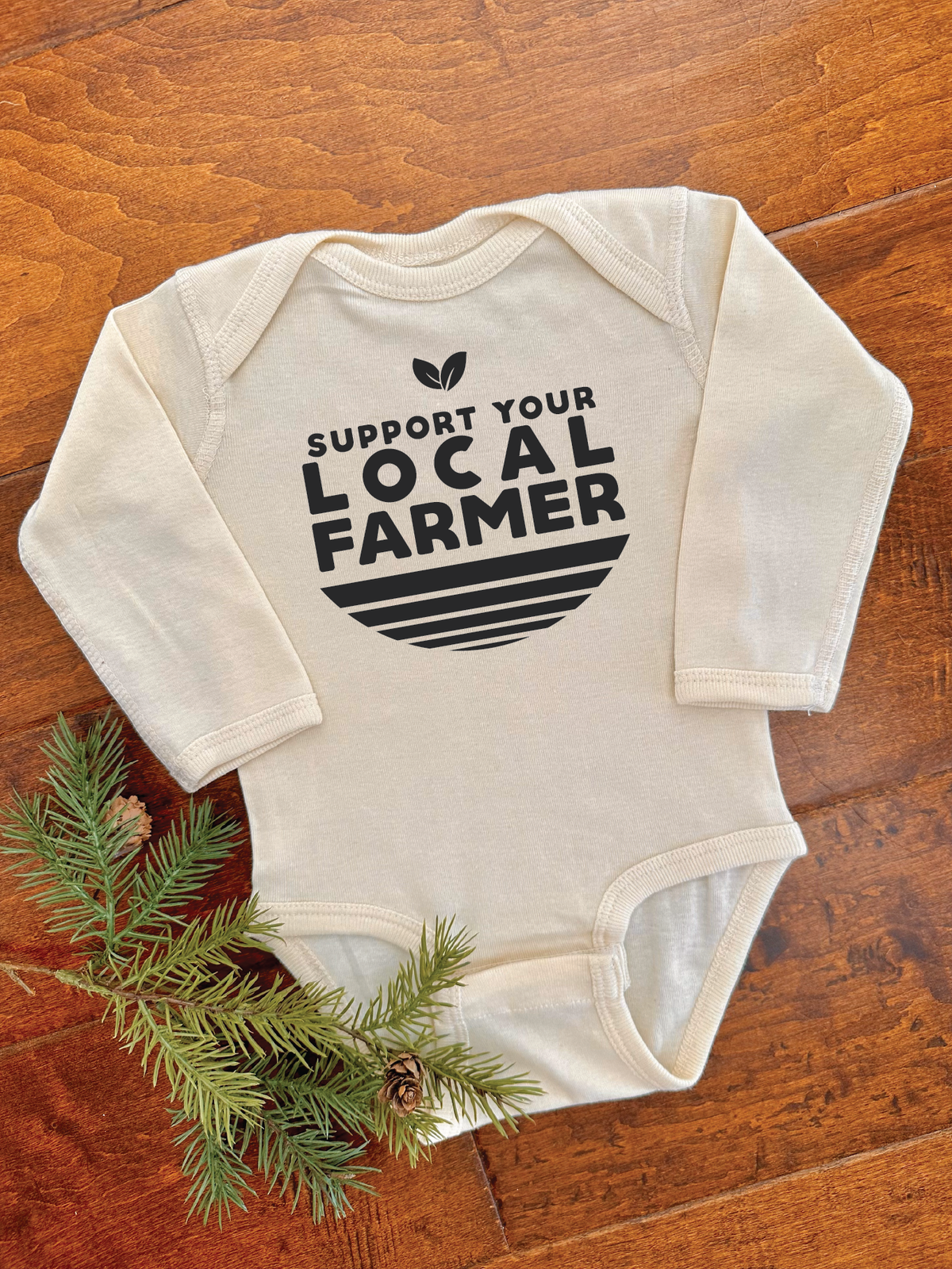 Support Your Local Farmer Long Sleeve Onesie