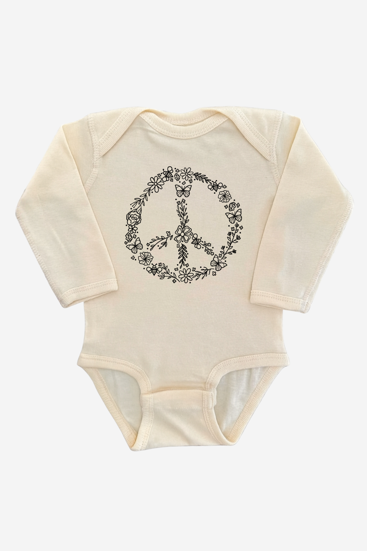 Pollinator Peace Sign Long Sleeve Onesie