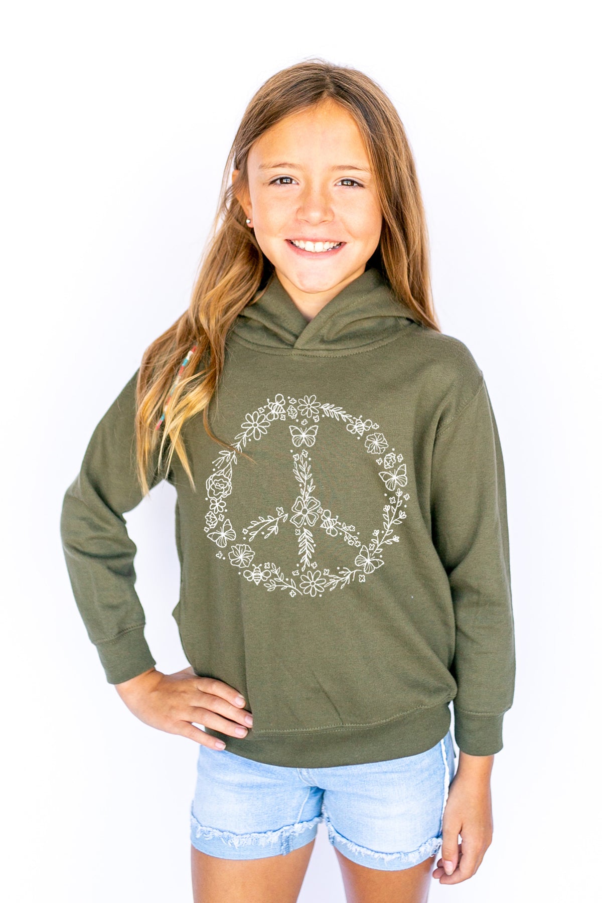 Pollinator Peace Sign Kids Hoodie
